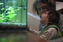 Urodziny Kuby - Narazie tylko obserwuję rybki i bąble w akwarium